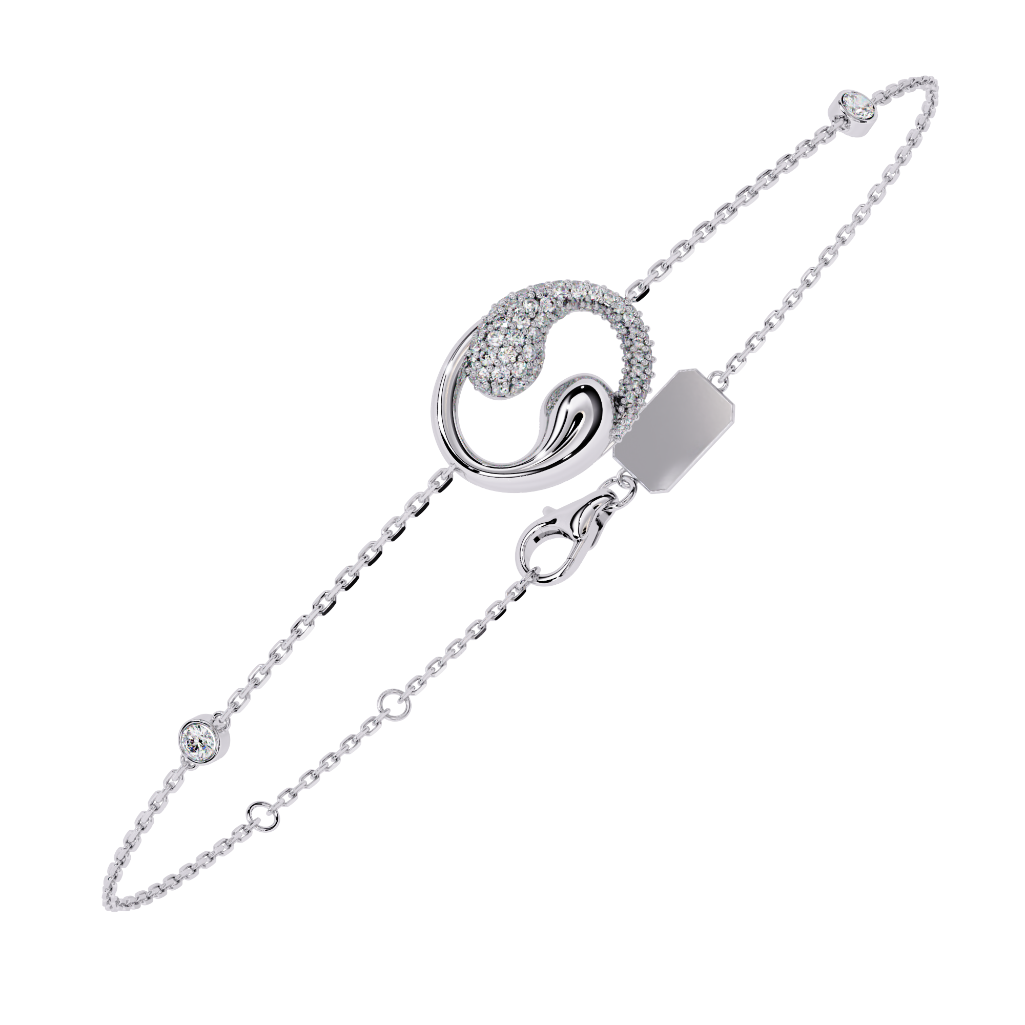 Solitairekart 0.29ct Celestial Crescent Natural Diamond Bracelet-HI Color, VS-SI Clarity